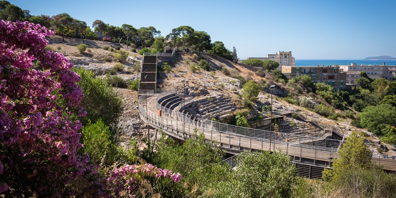 Sardinia, Cagliari city, ruins of Roman amphitheater